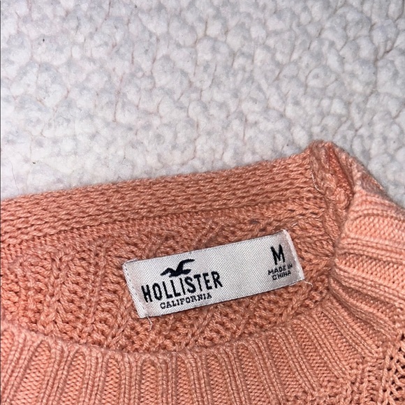 Hollister Pink V-Neck Cropped Sweater Ribbed Knit - Picture 4 of 7